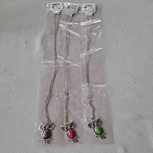 3 Owl necklace and earrings sets Nwt - Picture 1 of 8